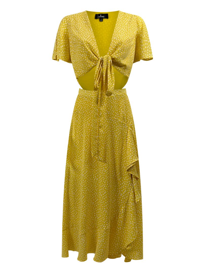 Yellow Polka Dot Two-Piece Maxi Dress