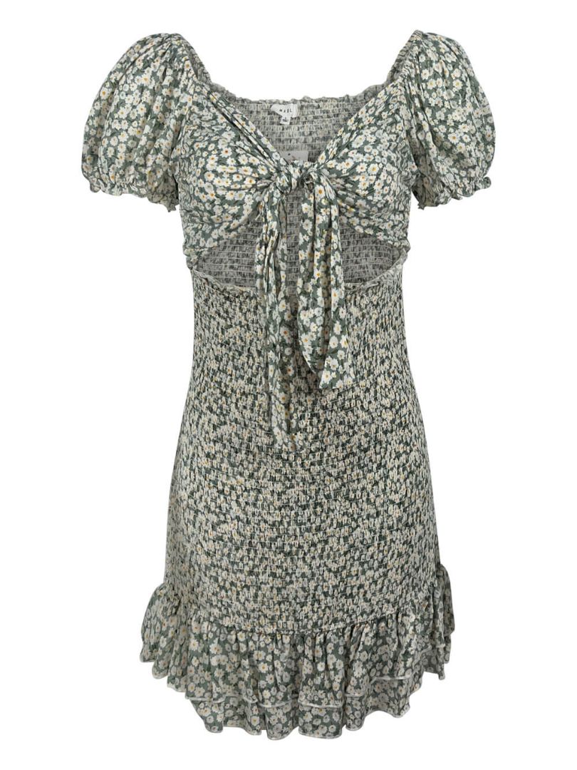 Nikki Front Tie Smocked Mini Dress